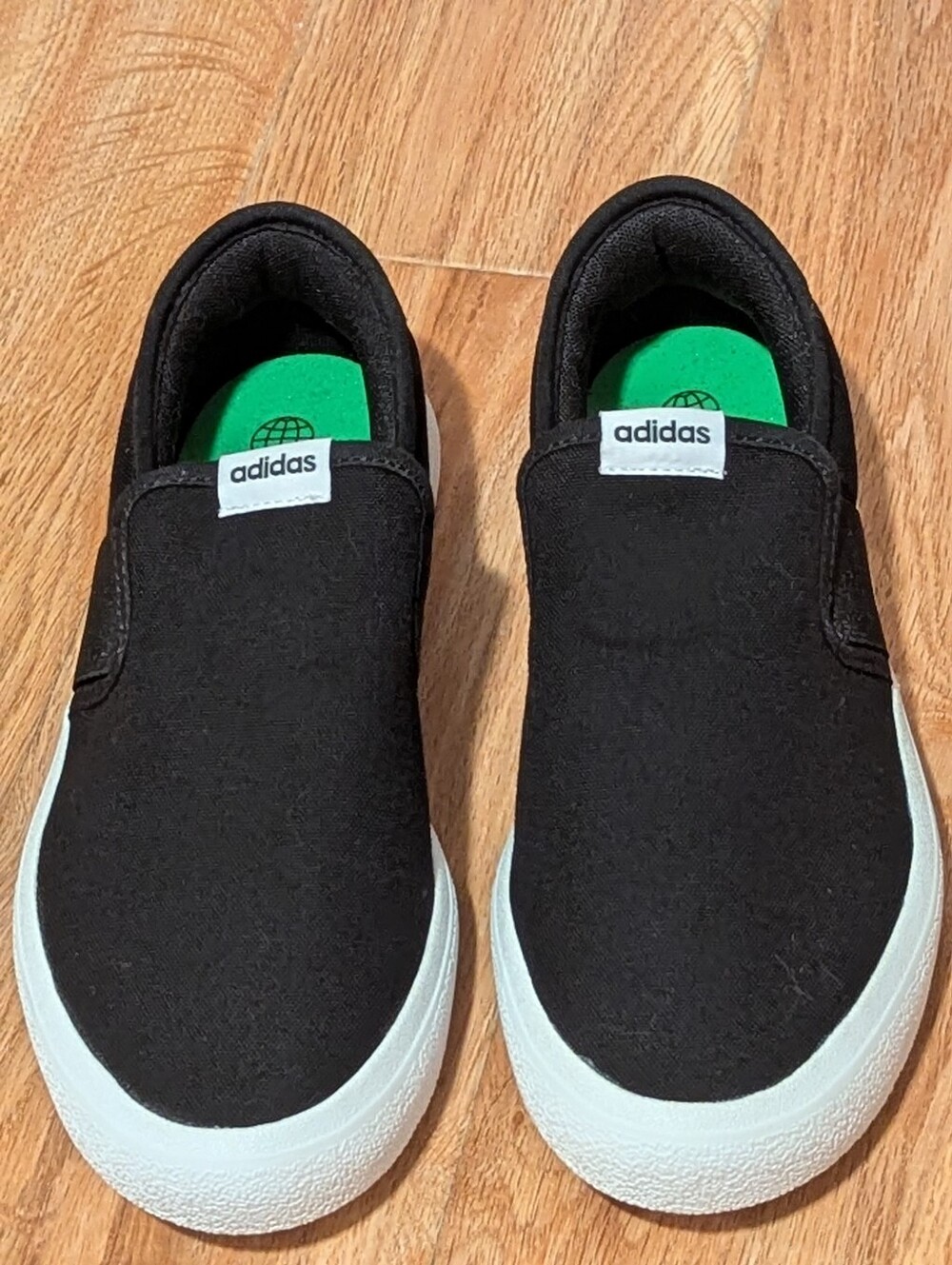Adidas Black Vulc Raid3r Slip-On Skate Sneakers with White Sole